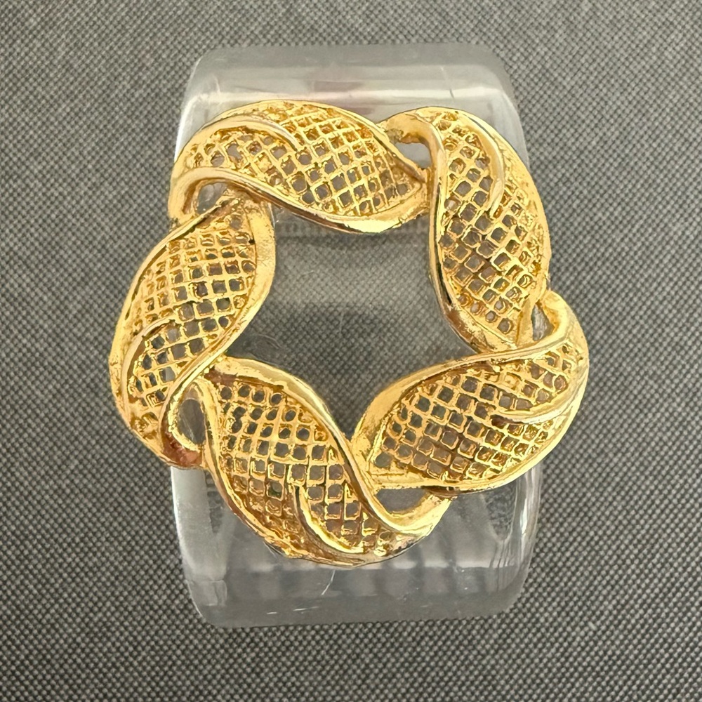 Custom Acrylic Cuff Bracelet w/ Vintage Gold Brooch Pin